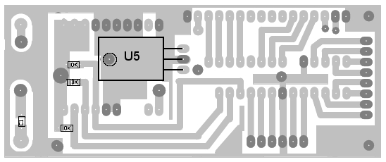 Bottom view of the PCB for a DDS Oscillator using a common plug-in module