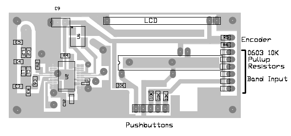 Top-Side view of the PCB for the AD9850-based DDS Oscillator