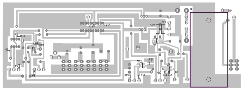 Bottom view of the PCB for the MAX038-based Function Generator