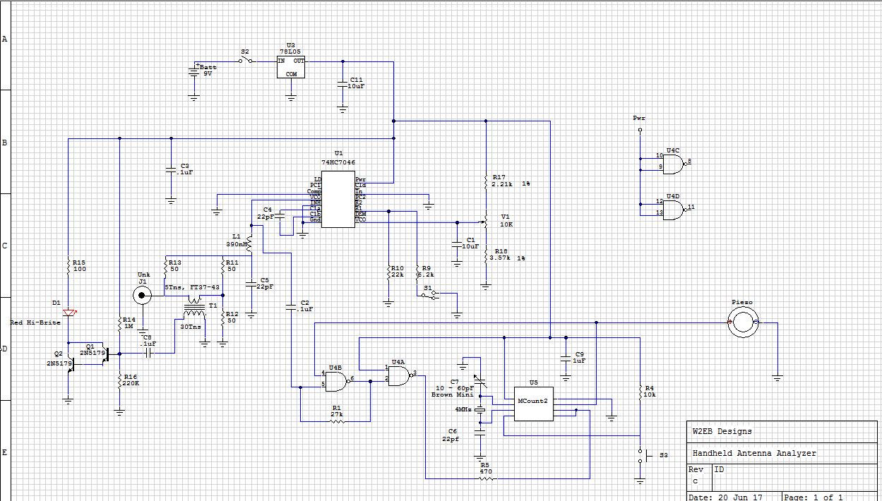 Schematic of the W2EB portable Antenna Analyzer