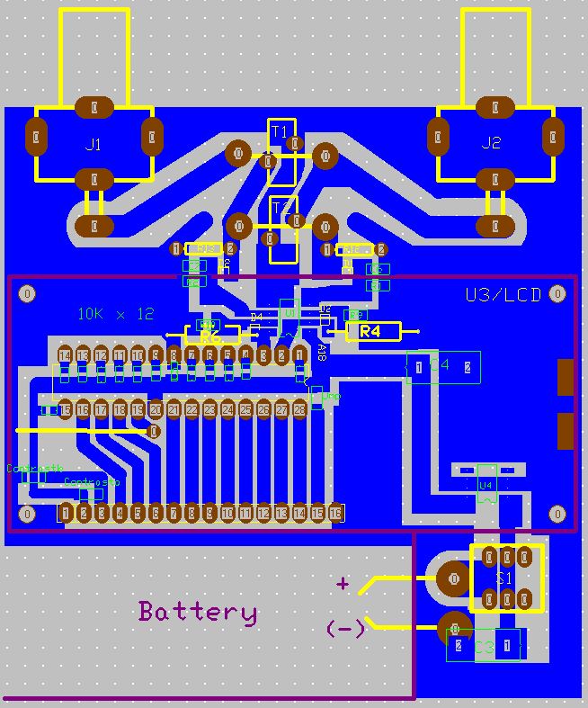 PCB Bottom view of the Lazure Portable Ruggegd Digital SWR Meter