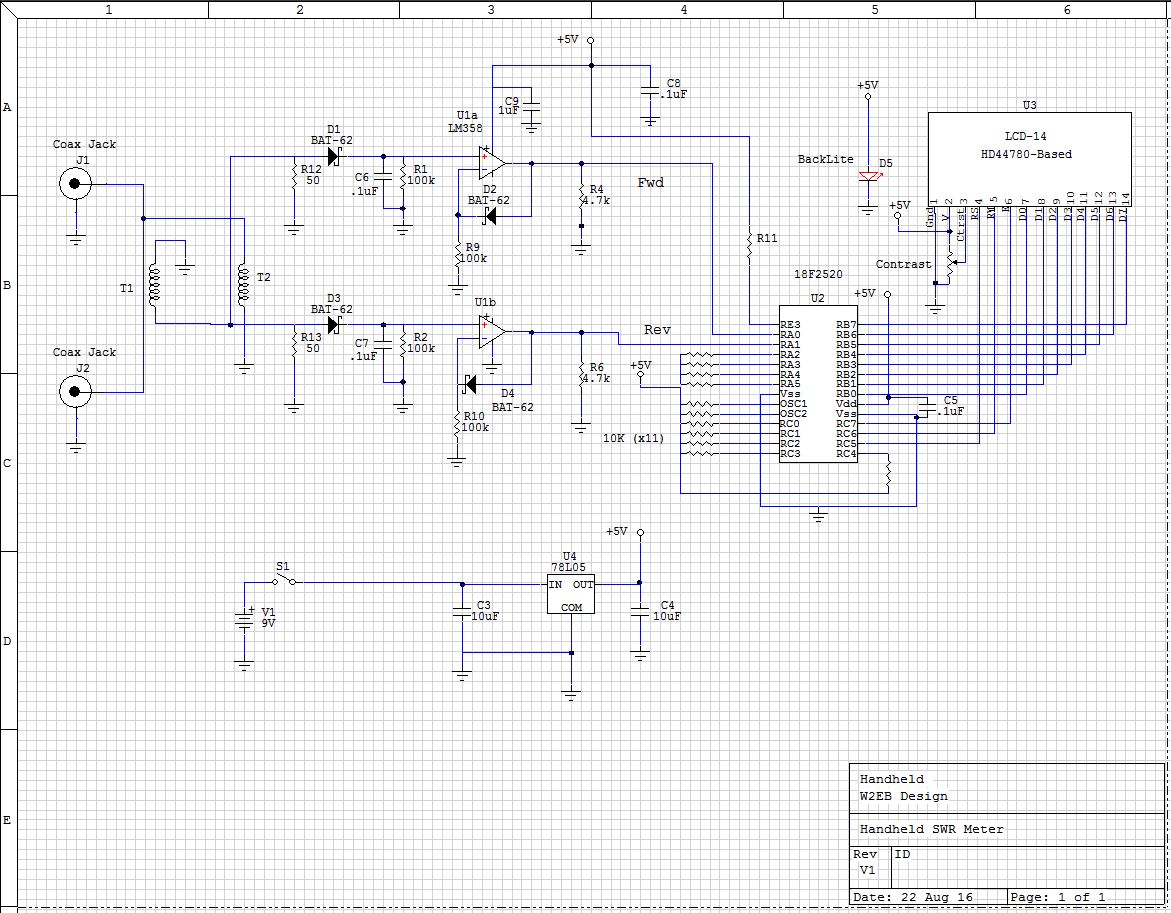 Schematic of the Lazure Portable Ruggegd Digital SWR Meter