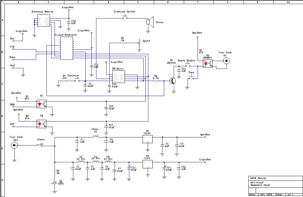 Schematic of the Lazure Keyboard Keyer