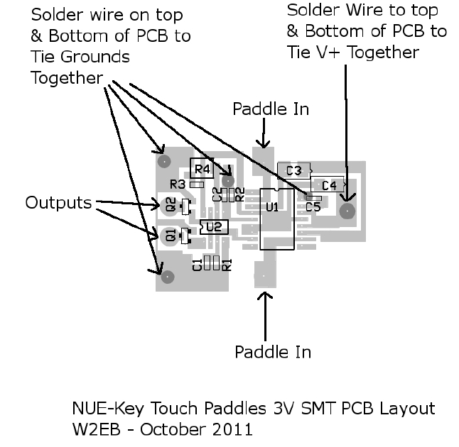 PCB Top view of Lazure CW Touch Paddles