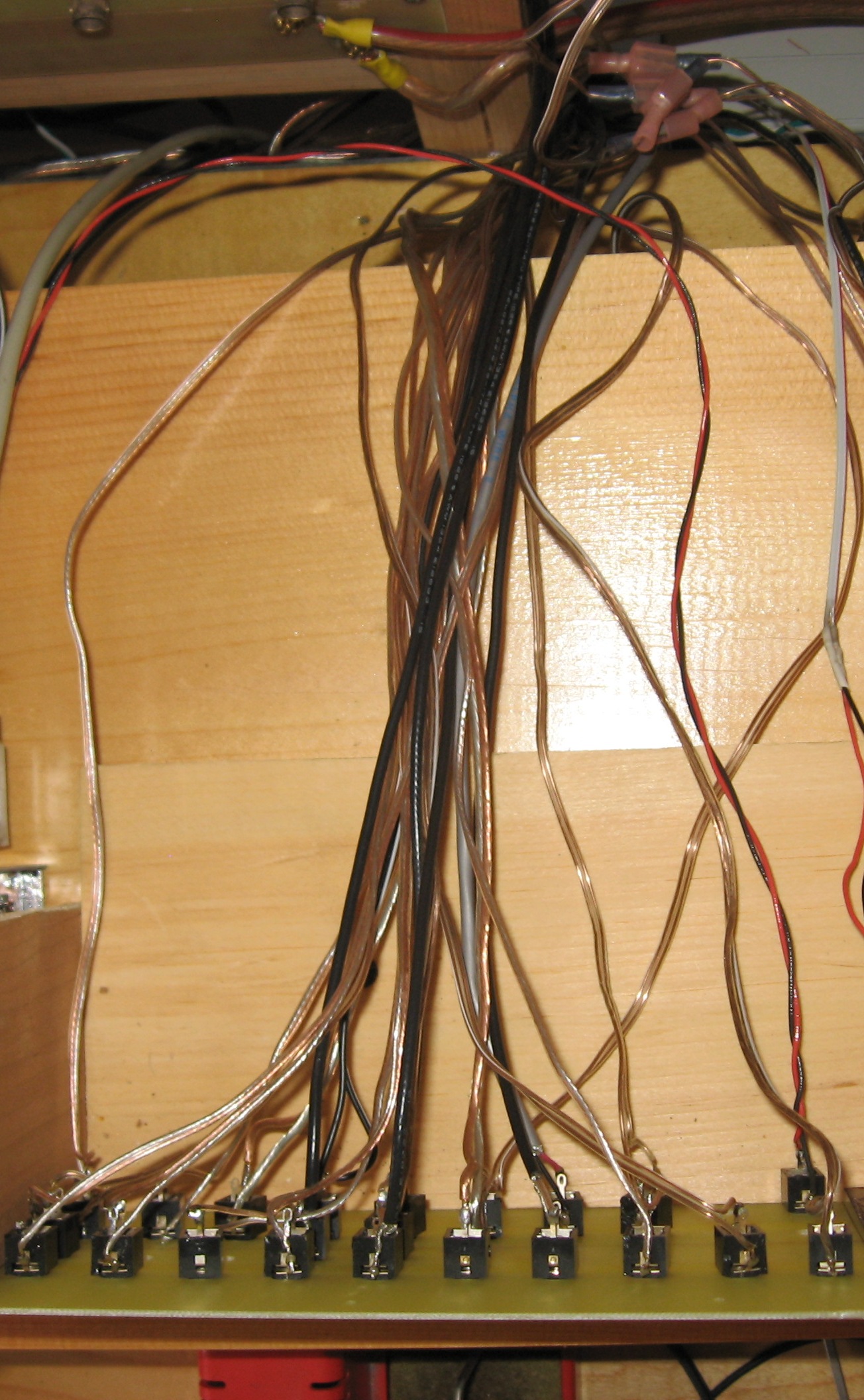 Internal View of the Audio and Keying Patch panels for the Amateur Radio Operating Console.