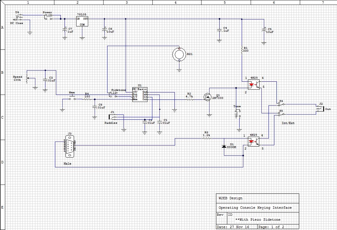 Schematic of the Lazure Console Keyer with Piezo Sidetone