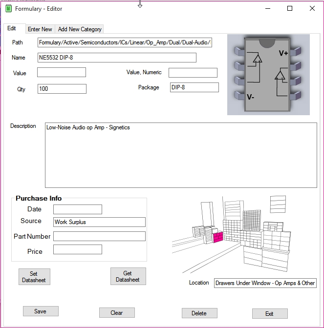 Formulary Data Entry and Part info page