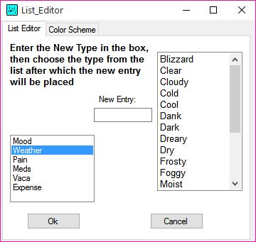 Life Database List Choice Editor