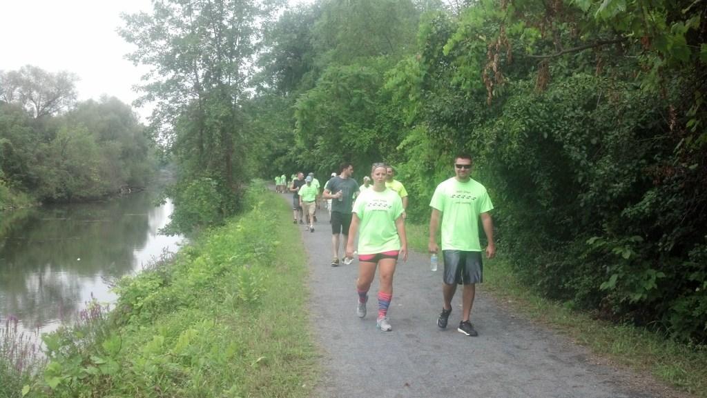 The cancer walkers near the beginning including Sarah Lazure and Greg Coleman